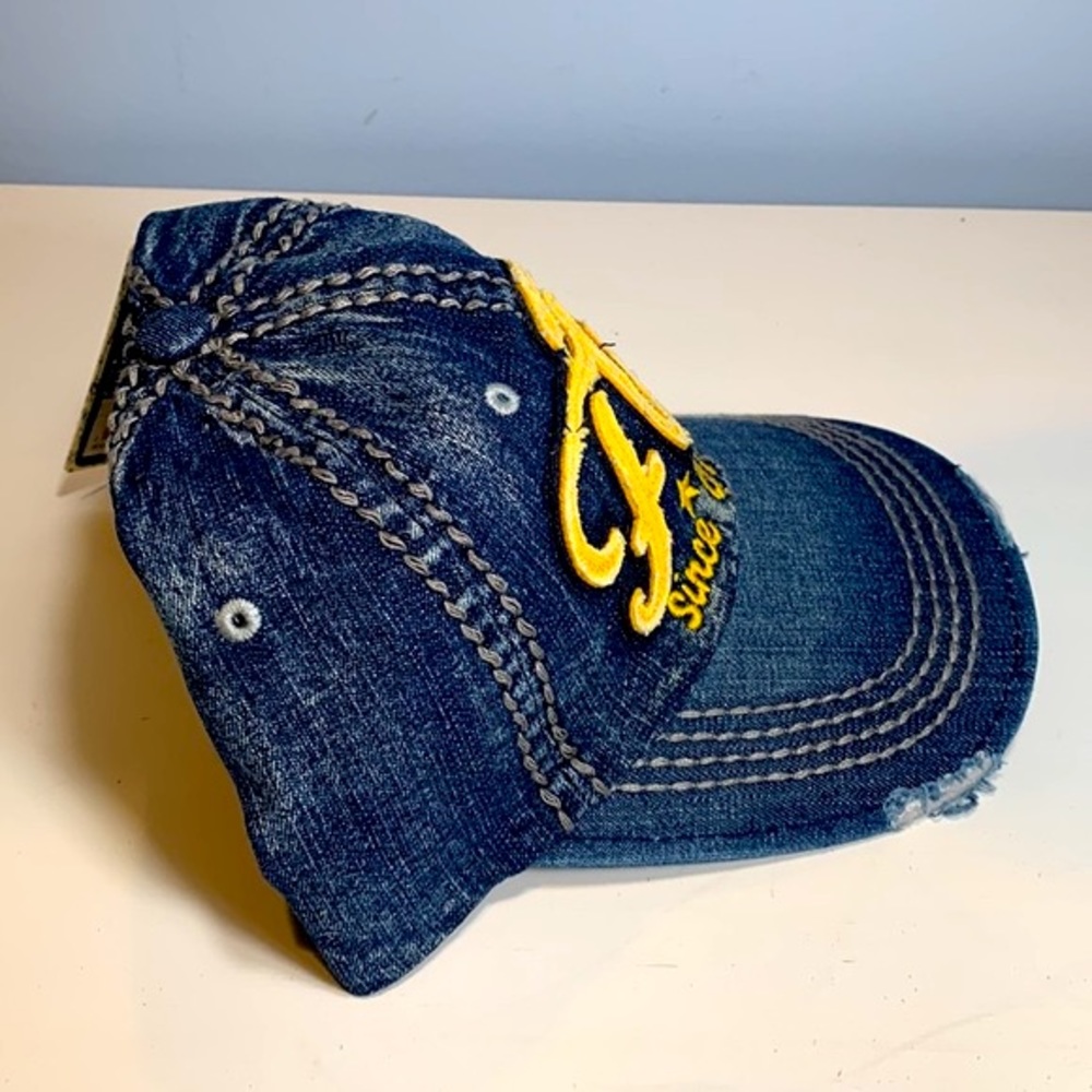 90s Style Distressed Denim Ball Cap NWT - Picture 3 of 6